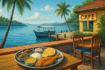 Goa jetty nearby cafe serving fish thali