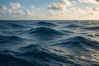 Open water with rolling blue swell lines