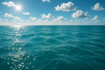 Light breeze putting catspaws on teal water