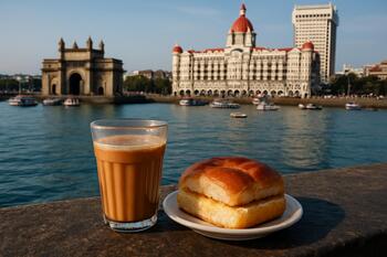 Mumbai cutting chai with toasted bun maska