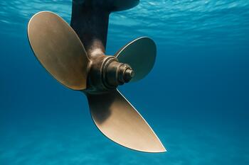 Propeller blade with clean edge for efficient bite