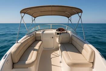 Family cuddy cabin with shade and soft seating