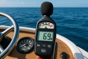 Helm decibel meter reading a low value while cruising