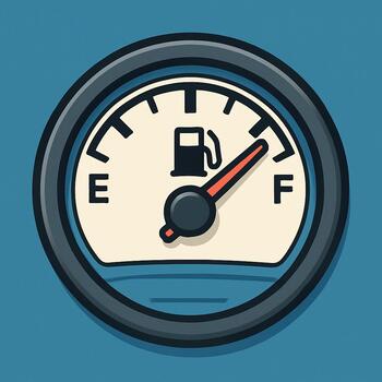 Fuel gauge close-up showing a full tank