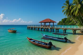 Havelock Island pier over light-turquoise shallows