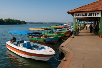 Panaji jetty with boats at idle and clean access