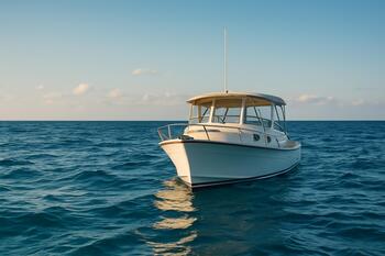 Afternoon breeze putting small catspaws on teal water