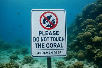 Sign showing no touching coral icon
