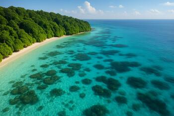 Turquoise Andaman stretch near Havelock with reef shadows