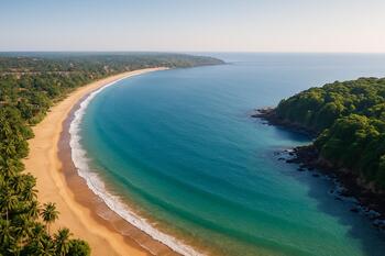 Arc from Candolim to a quiet Goan cove on a clear morning