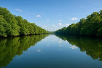 Glass-smooth Kochi backwaters with mangrove edges